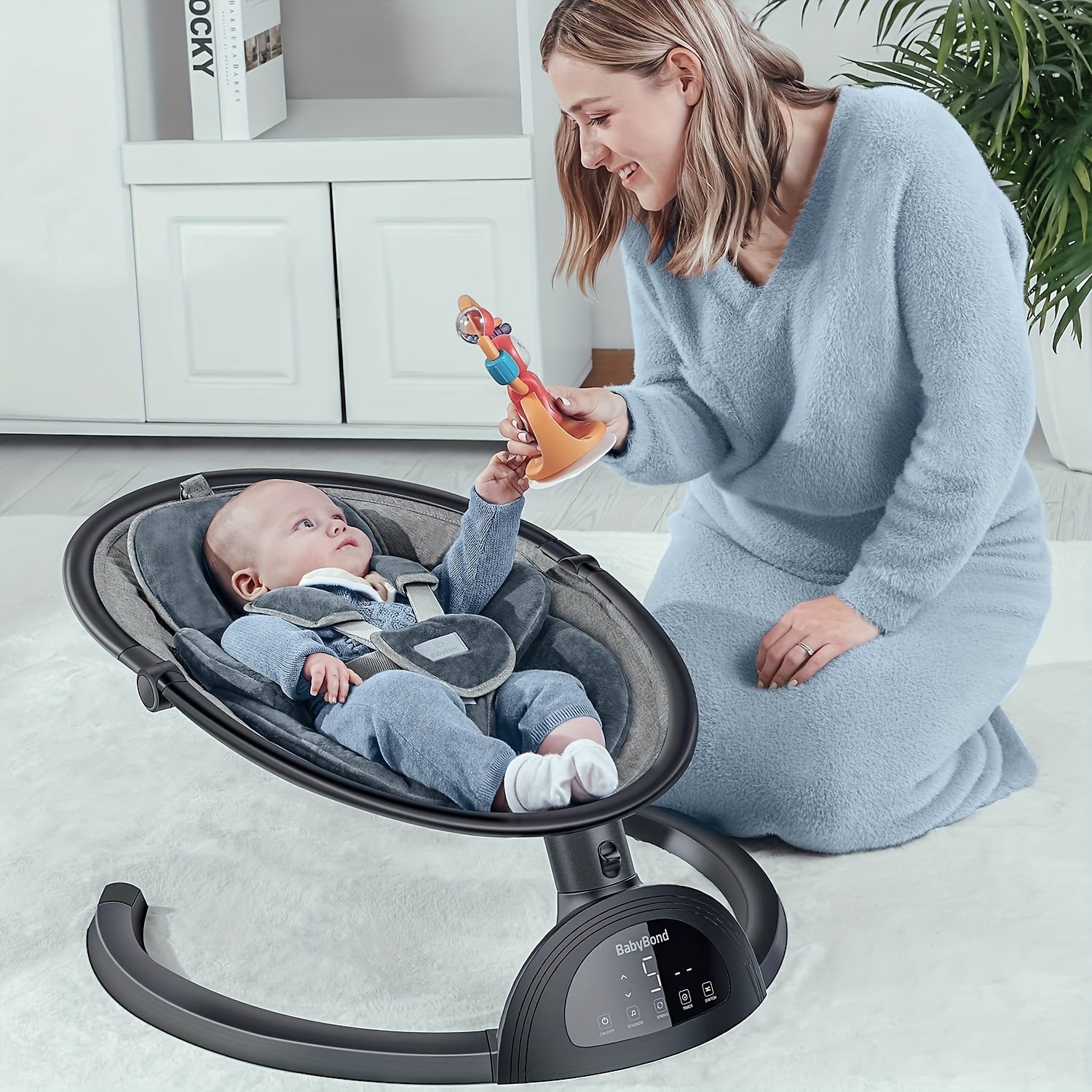 Portable Aluminum Baby Chair with 10 Lullabies & Remote Control