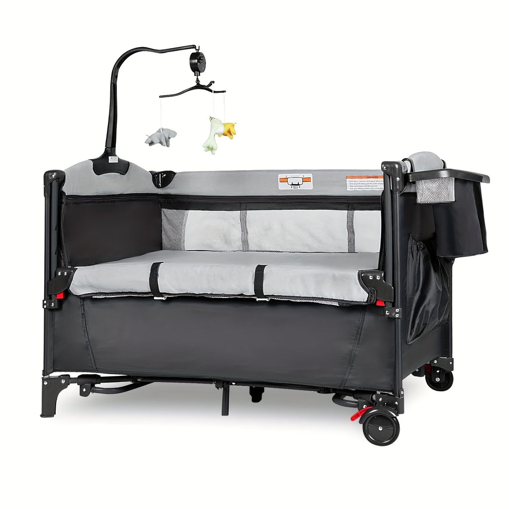 5-in-1 Baby Pack and Play Crib with U-Shaped Diaper Changer