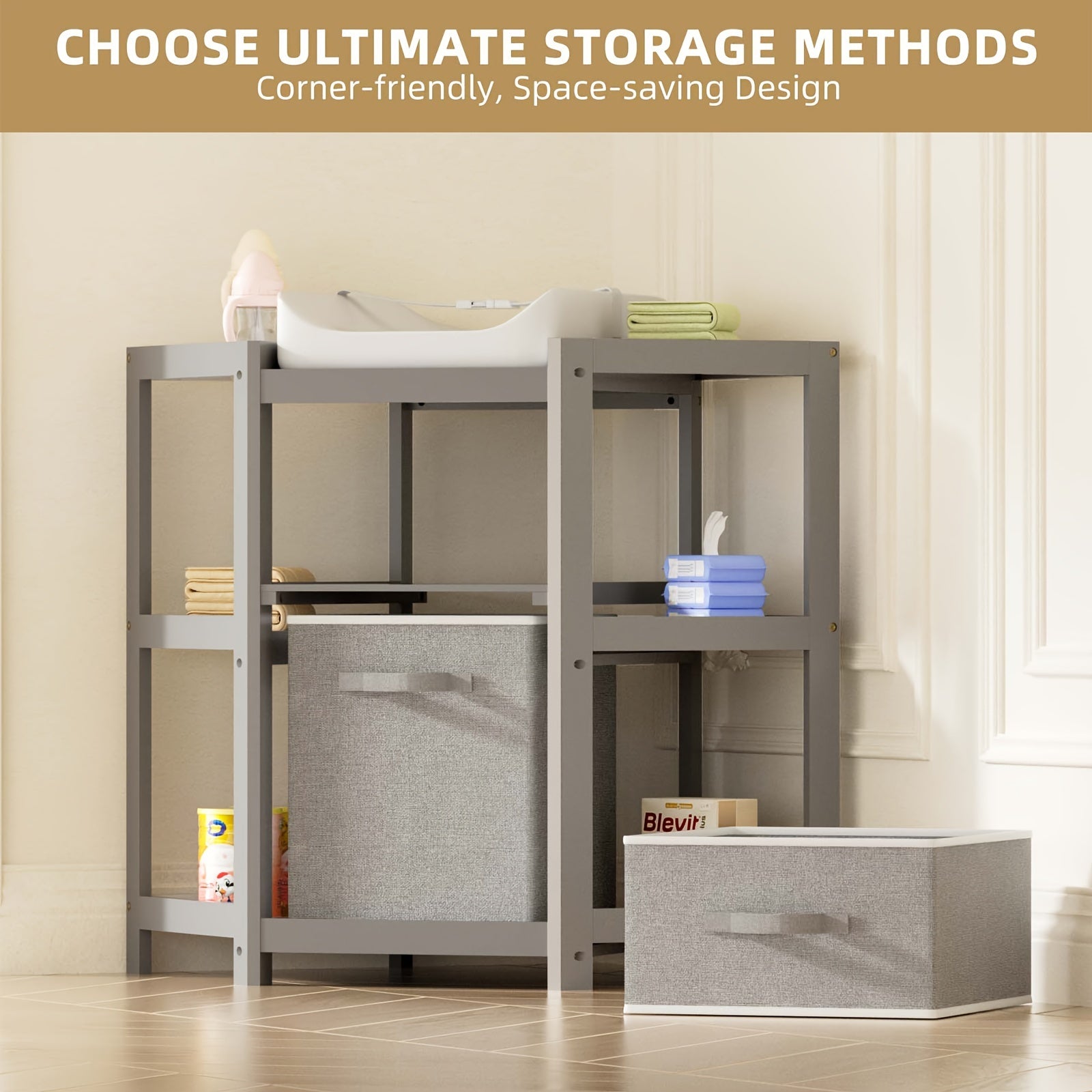 Wooden Baby Changing Table with Storage Drawers