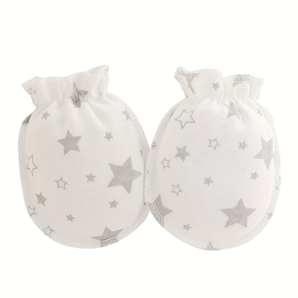 Newborn Baby Anti-Scratch Mittens, Cute Cartoon Animals & Stars