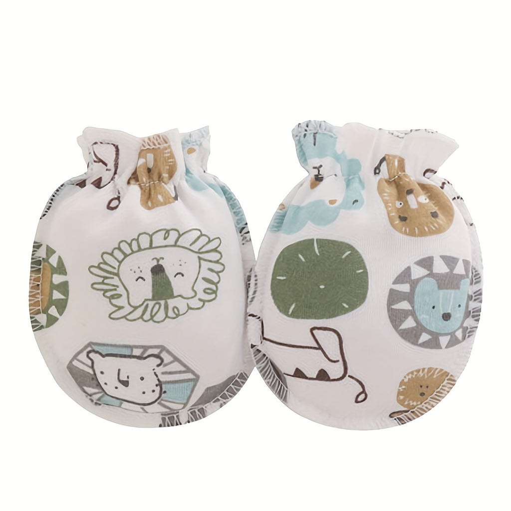 Newborn Baby Anti-Scratch Mittens, Cute Cartoon Animals & Stars