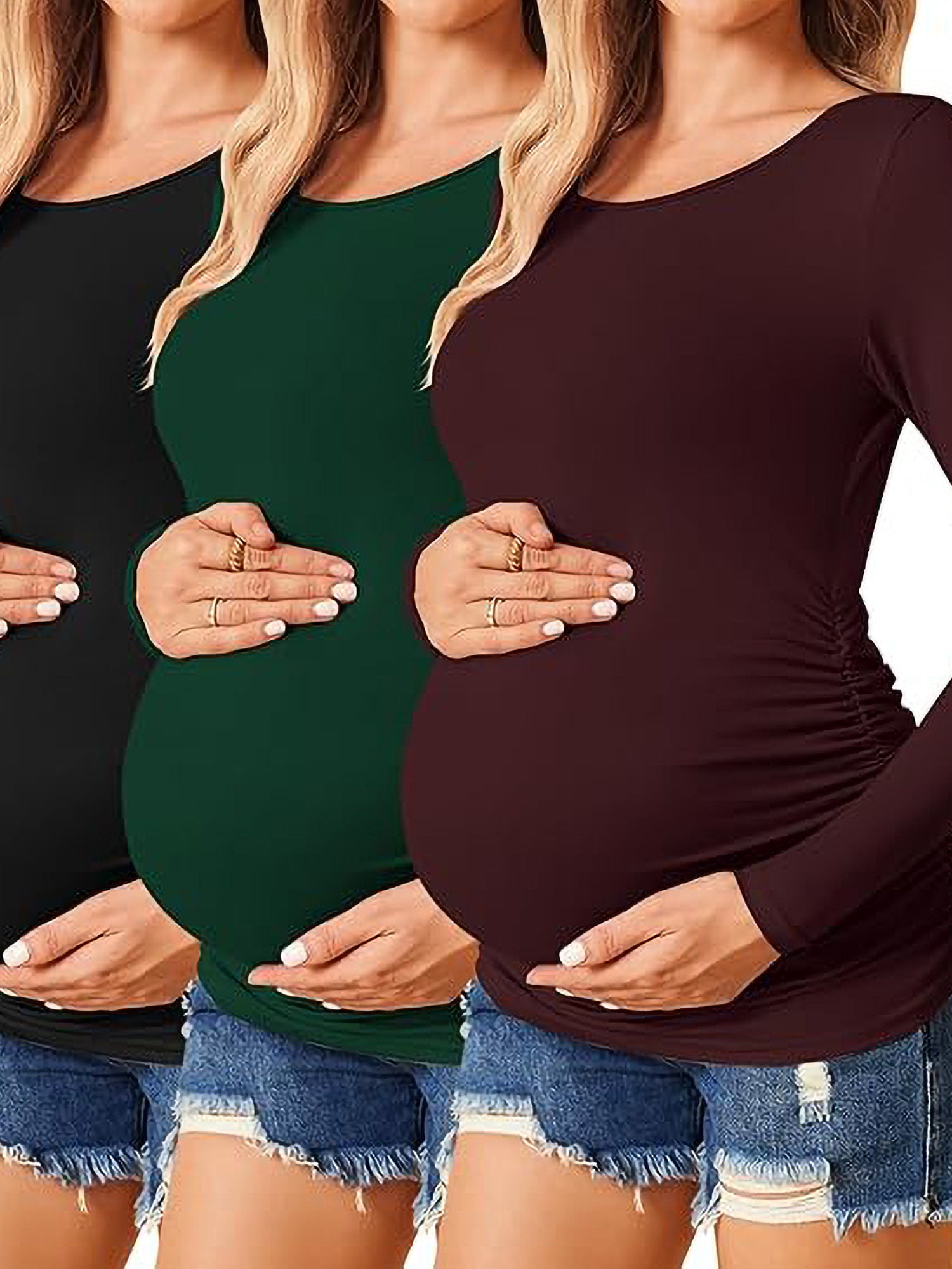 Maternity Shirts 3-Pack - Long Sleeve Pregnancy Tee