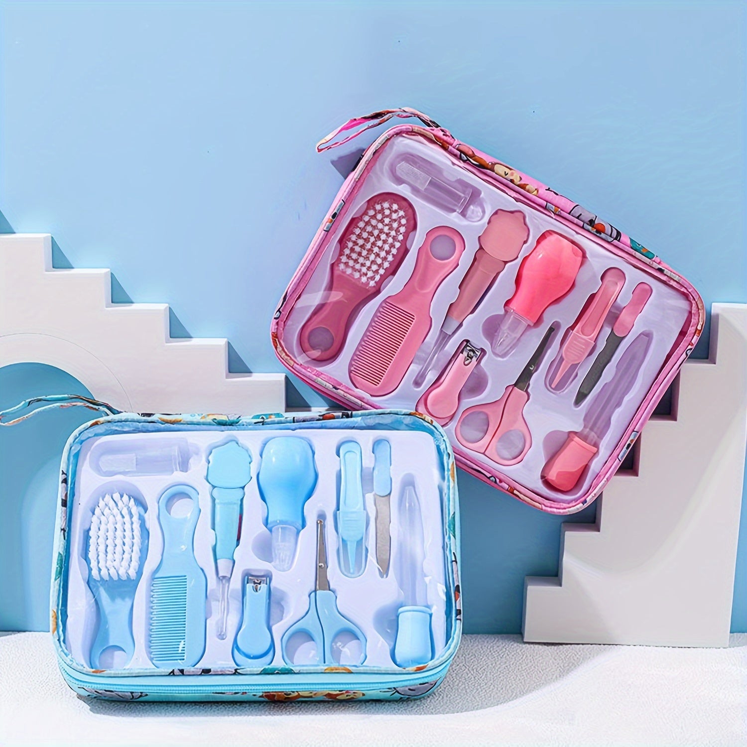 Baby Care Kit: 10pcs Set - Ear-Picking Spoon, Nail Clippers, Comb Brush & Medicine Feeder