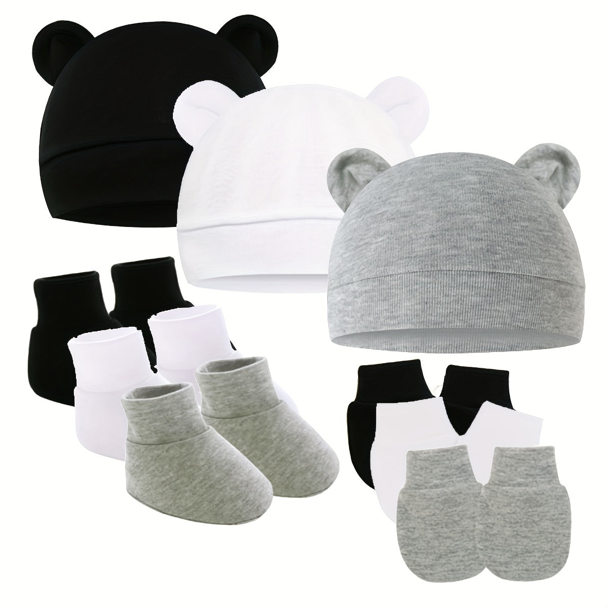 3-Piece Newborn Baby Hat, Mittens & Socks Set