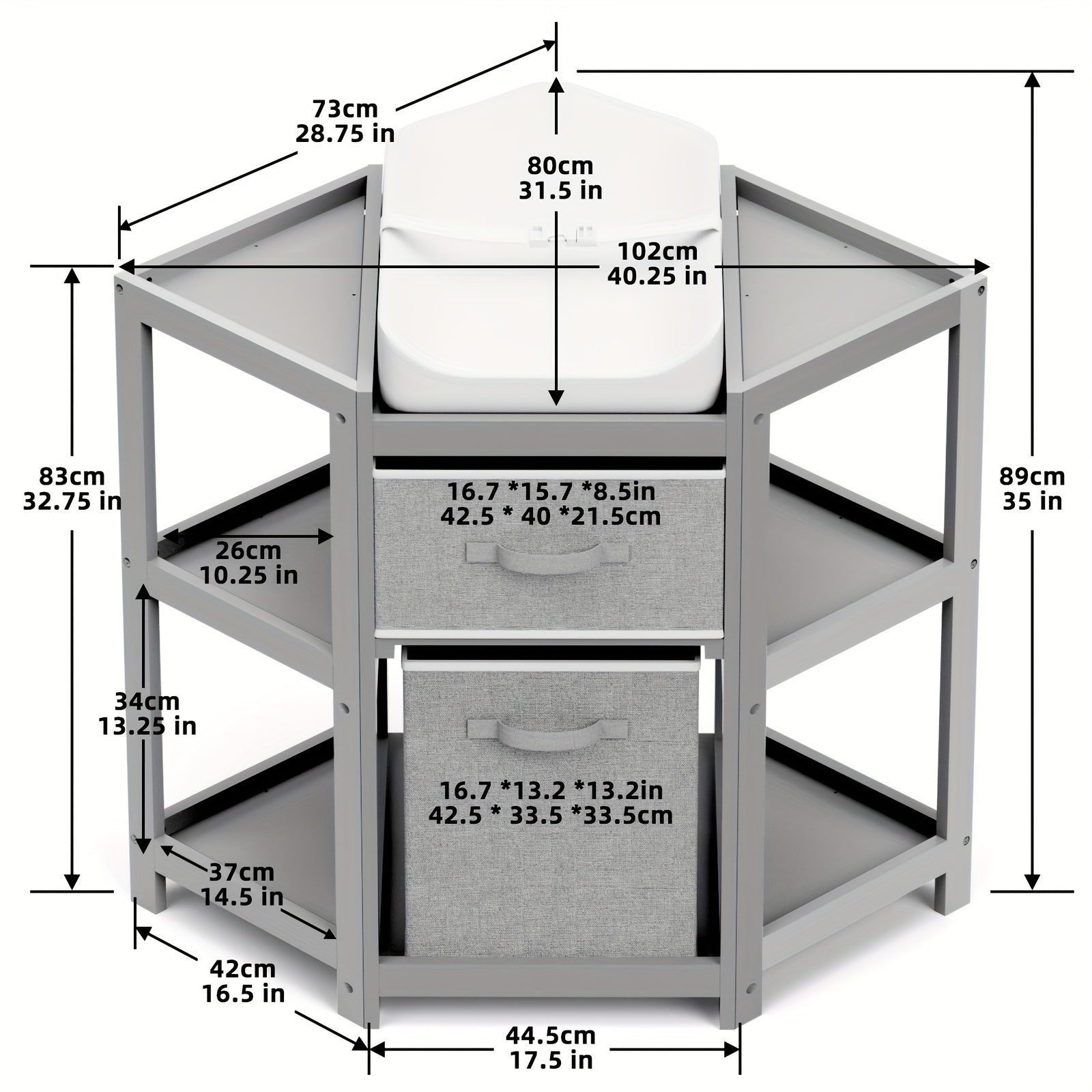 Wooden Baby Changing Table with Storage Drawers
