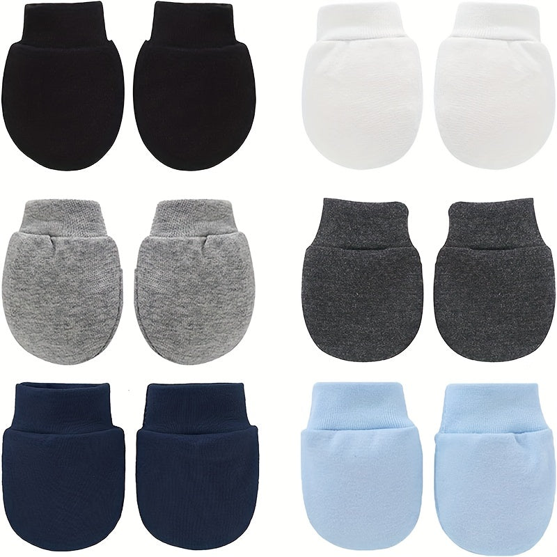 6 Pairs Newborn Cotton Mittens for Baby Boys and Girls