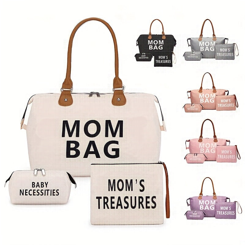 Large Capacity Striped Waterproof Mom Bag Set