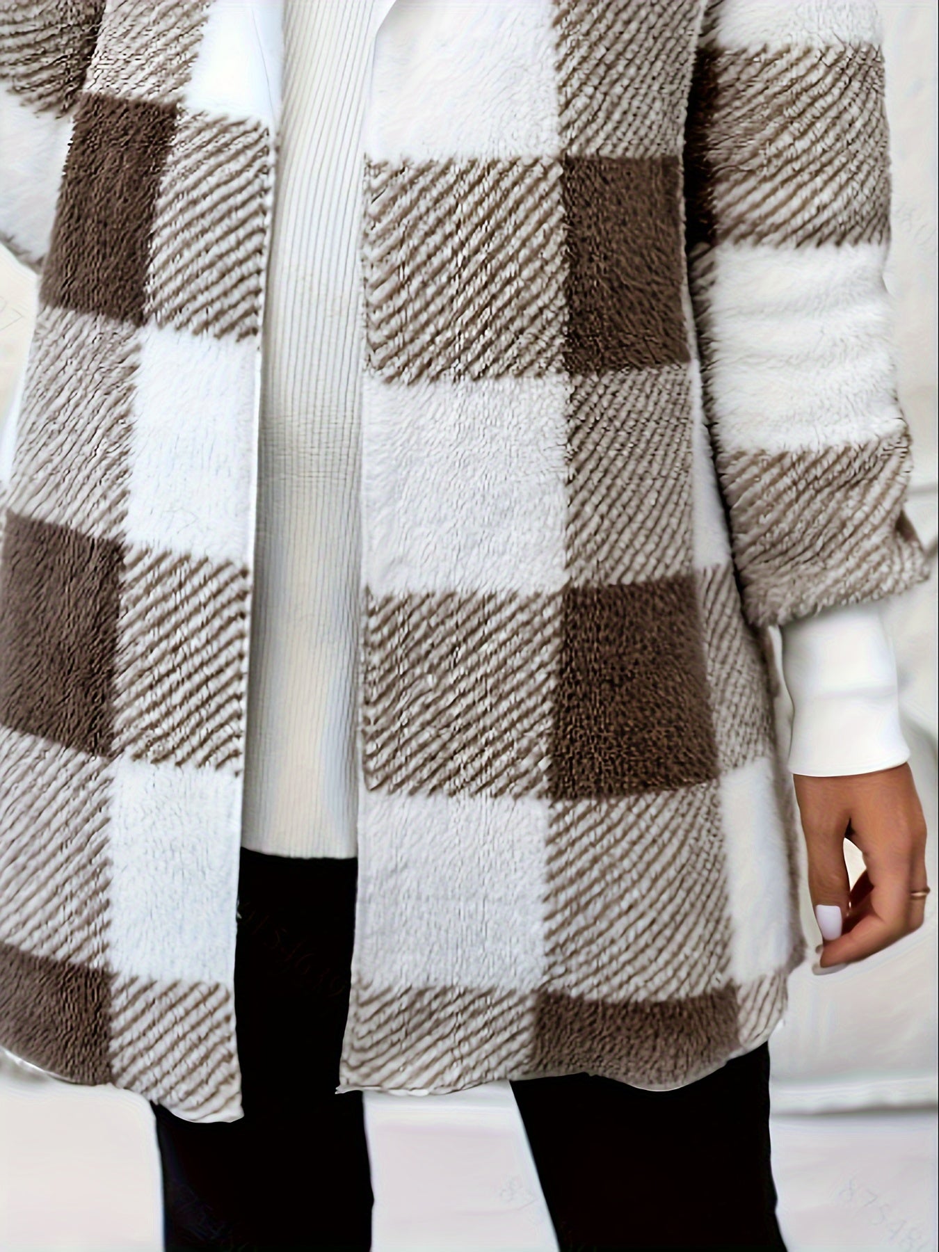 Plaid Hooded Coat for Pregnant Women