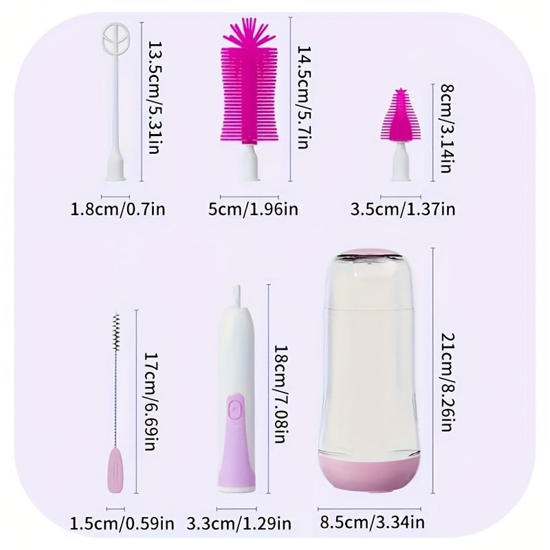 6-Piece Electric Bottle Cleaning Brush Set