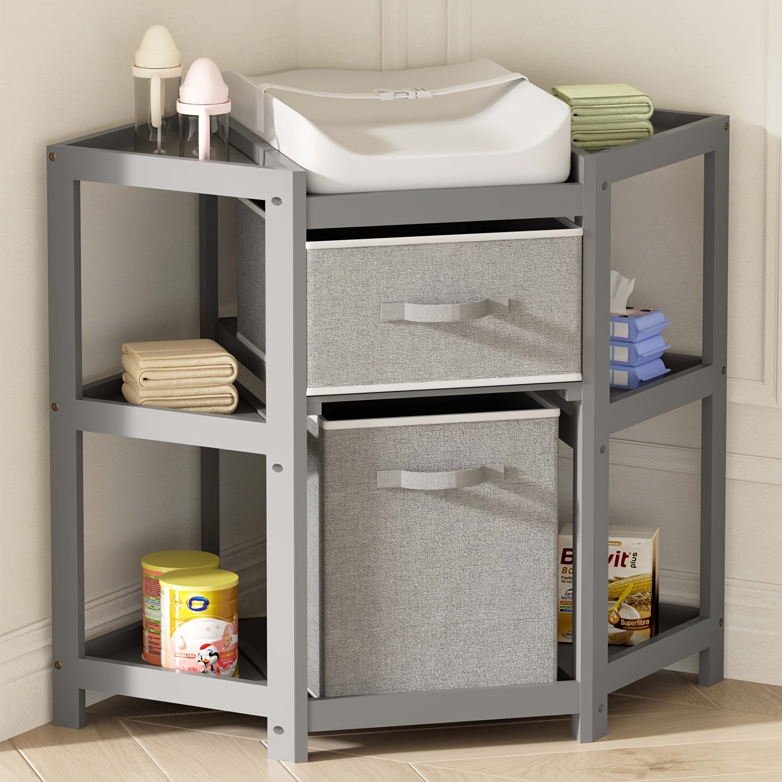 Wooden Baby Changing Table with Storage Drawers